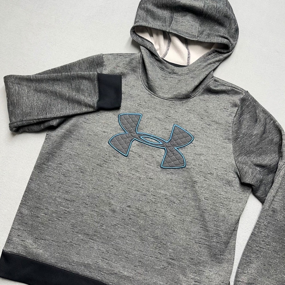 Under Armour Mens ColdGear Hoodie XL Gray Space Dye Quilted Logo 1317891-004